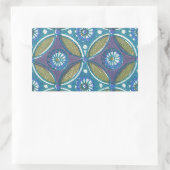 Blauw Groen Rustiek Boho Geometrisch Cirkelpatroon Rechthoekige Sticker (Tas)