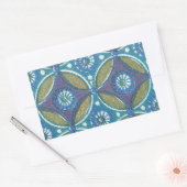 Blauw Groen Rustiek Boho Geometrisch Cirkelpatroon Rechthoekige Sticker (Envelop)