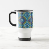 Blauw Groen Rustiek Boho Geometrisch Cirkelpatroon Reisbeker (Links)