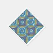 Blauw Groen Rustiek Boho Geometrisch Cirkelpatroon Servet (Hoek)
