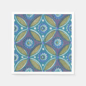 Blauw Groen Rustiek Boho Geometrisch Cirkelpatroon Servetten (Voorkant)