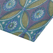 Blauw Groen Rustiek Boho Geometrisch Cirkelpatroon Snijplank (Hoek)