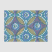 Blauw Groen Rustiek Boho Geometrisch Cirkelpatroon Tissuepapier (Voorkant)