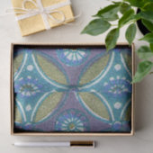 Blauw Groen Rustiek Boho Geometrisch Cirkelpatroon Tissuepapier (Geschenk)