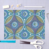 Blauw Groen Rustiek Boho Geometrisch Cirkelpatroon Tissuepapier (Craft)