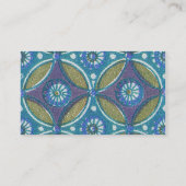 Blauw Groen Rustiek Boho Geometrisch Cirkelpatroon Visitekaartje (Achterkant)