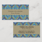 Blauw Groen Rustiek Boho Geometrisch Cirkelpatroon Visitekaartje (Voorkant / Achterkant)