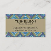 Blauw Groen Rustiek Boho Geometrisch Cirkelpatroon Visitekaartje (Achterkant)