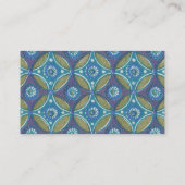 Blauw Groen Rustiek Boho Geometrisch Cirkelpatroon Visitekaartje (Achterkant)