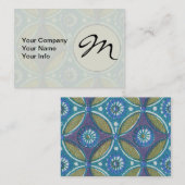 Blauw Groen Rustiek Boho Geometrisch Cirkelpatroon Visitekaartje (Voorkant / Achterkant)