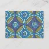 Blauw Groen Rustiek Boho Geometrisch Cirkelpatroon Visitekaartje (Achterkant)
