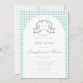 Blauw groen schommelend paard boho boog baby boy d kaart (Voorkant)