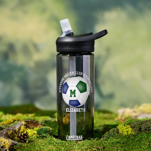 Blauw Groen School Club Team Kleuren Custom Voetba Waterfles (Buiten)