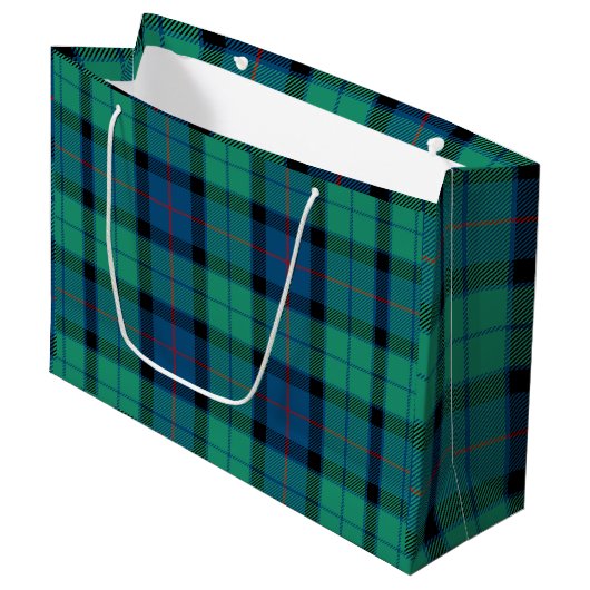Blauw Groen Schotse ruit Groot Cadeauzakje (Voorkant Gekanteld)