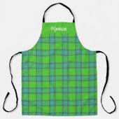 Blauw &groen Schotse ruit monogram naam Schort (Voorkant)