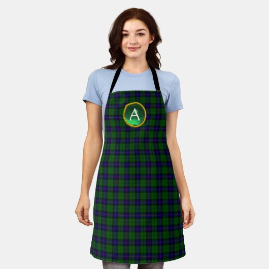 BLAUW GROEN SCOTT ARMSTRONG TARTAN GEM MONOGRAM SCHORT (Gedragen)