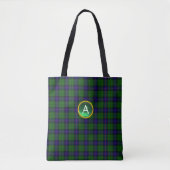 BLAUW GROEN SCOTT ARMSTRONG TARTAN GEM MONOGRAM TOTE BAG (Voorkant)