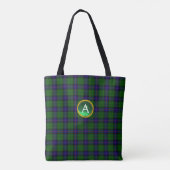 BLAUW GROEN SCOTT ARMSTRONG TARTAN GEM MONOGRAM TOTE BAG (Achterkant)