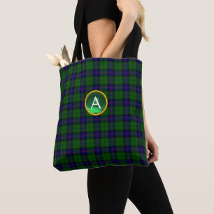 BLAUW GROEN SCOTT ARMSTRONG TARTAN GEM MONOGRAM TOTE BAG