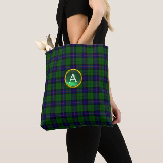 BLAUW GROEN SCOTT ARMSTRONG TARTAN GEM MONOGRAM TOTE BAG (Dichtbij)