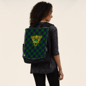 BLAUW GROEN SCOTTISH TARTAN, GOLD CELTIC HEART RUGTASSEN (Gedragen)