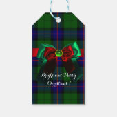 BLAUW GROEN SCOTTISH TARTAN MET CHRISTMAS BOWS CADEAULABEL (Achterkant)