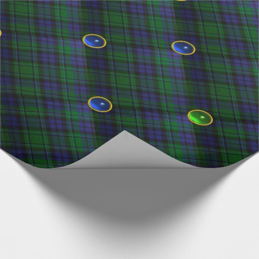 BLAUW GROEN SCOTTISH TARTAN, SAPPHIRE EMERALD-PARE CADEAUPAPIER (Hoek)