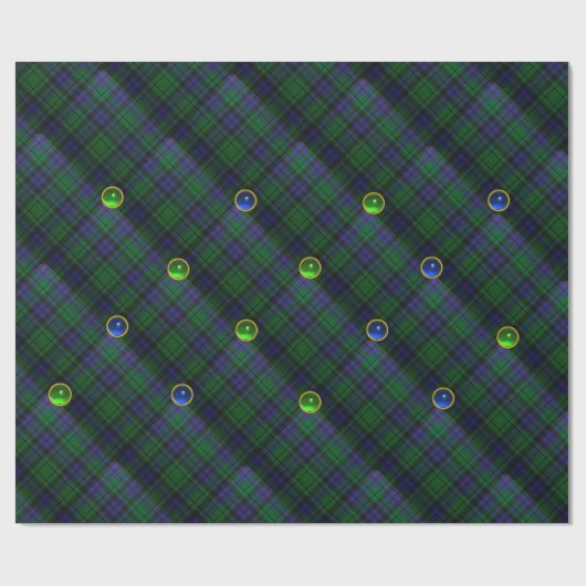 BLAUW GROEN SCOTTISH TARTAN, SAPPHIRE EMERALD-PARE CADEAUPAPIER (Vlak)