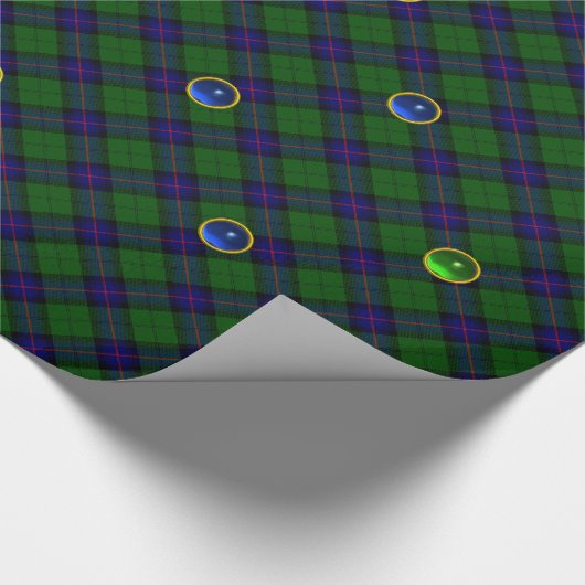 BLAUW GROEN SCOTTISH TARTAN, SAPPHIRE EMERALD-PARE CADEAUPAPIER (Hoek)