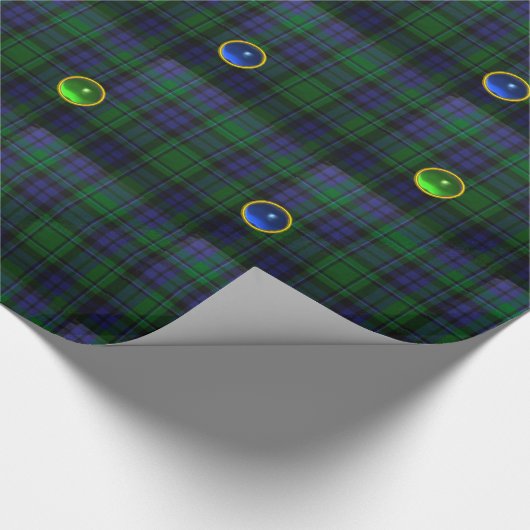 BLAUW GROEN SCOTTISH TARTAN, SAPPHIRE EMERALD-PARE CADEAUPAPIER (Hoek)