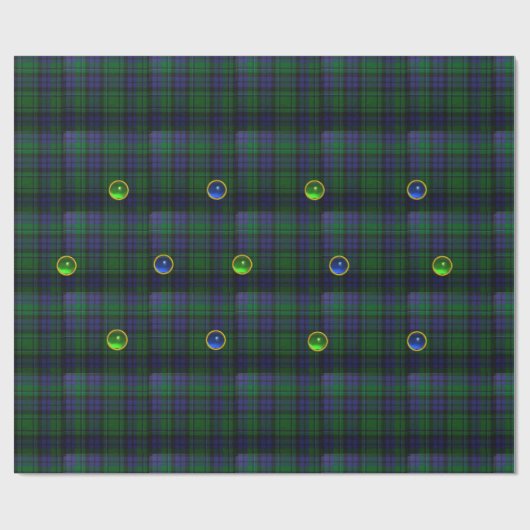 BLAUW GROEN SCOTTISH TARTAN, SAPPHIRE EMERALD-PARE CADEAUPAPIER (Vlak)