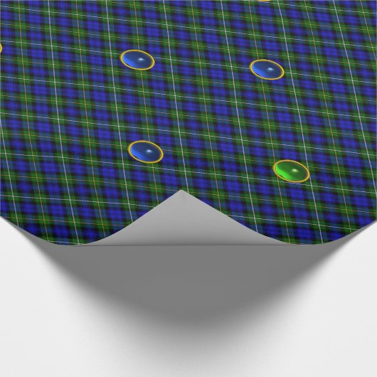 BLAUW GROEN SCOTTISH TARTAN, SAPPHIRE EMERALD-PARE CADEAUPAPIER (Hoek)