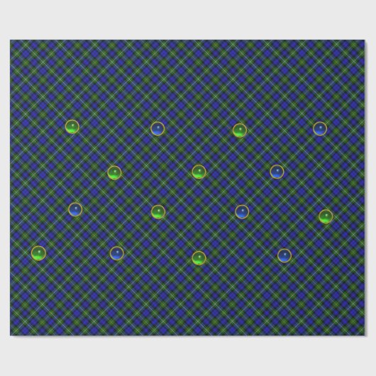 BLAUW GROEN SCOTTISH TARTAN, SAPPHIRE EMERALD-PARE CADEAUPAPIER (Vlak)