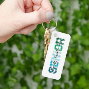 Blauw Groen Senior 2025 Typografie Sleutelhanger