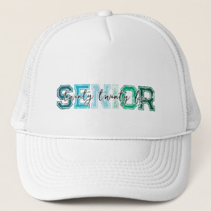 Blauw Groen Senior 2025 Typografie Trucker Pet