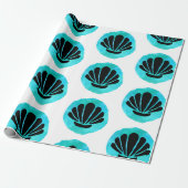 Blauw groen Shell Patroon Cadeaupapier (Uitgerold)
