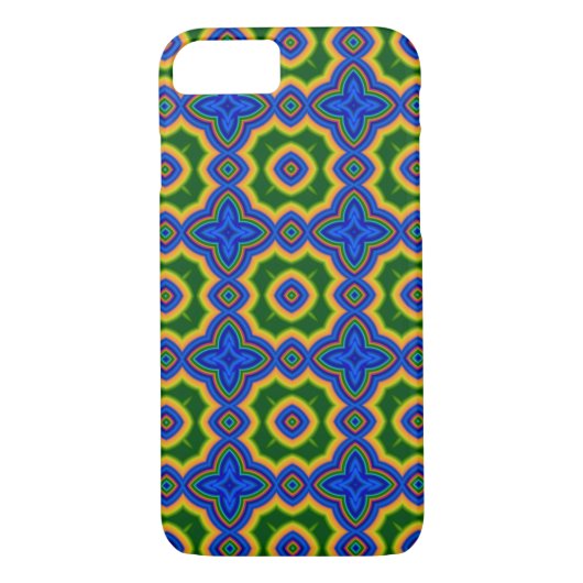 Blauw, groen, sinaasappel abstract Marokkaans kwar Case-Mate iPhone Case (Achterkant)