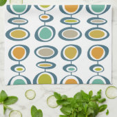 Blauw groen Sinaasappel cirkelt midden van de eeuw Theedoek (Gevouwen)