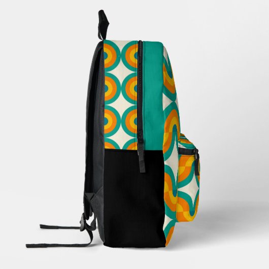 Blauw Groen Sinaasappel Mideeuwse Waves Circles Pa Bedrukte Rugzak (Links)