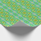 Blauw Groen Sinaasappel Paarse Romige Lattice Patt Cadeaupapier (Hoek)