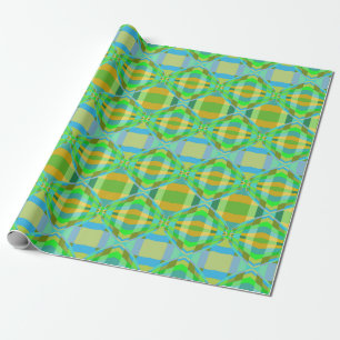 Blauw Groen Sinaasappel Paarse Romige Lattice Patt Cadeaupapier