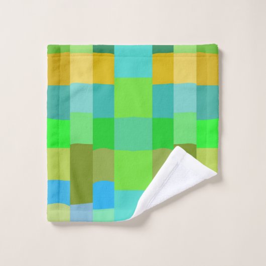 Blauw Groen Sinaasappel Paarse Romige Patroon Abst Bad Handdoek (Wasdoekje)