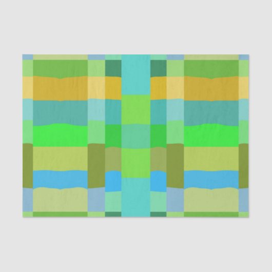 Blauw Groen Sinaasappel Paarse Romige Patroon Abst Tissuepapier (Voorkant)