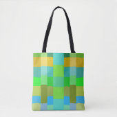 Blauw Groen Sinaasappel Paarse Romige Patroon Abst Tote Bag (Voorkant)