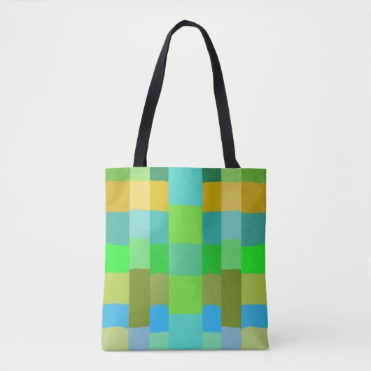 Blauw Groen Sinaasappel Paarse Romige Patroon Abst Tote Bag (Voorkant)