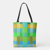 Blauw Groen Sinaasappel Paarse Romige Patroon Abst Tote Bag (Achterkant)