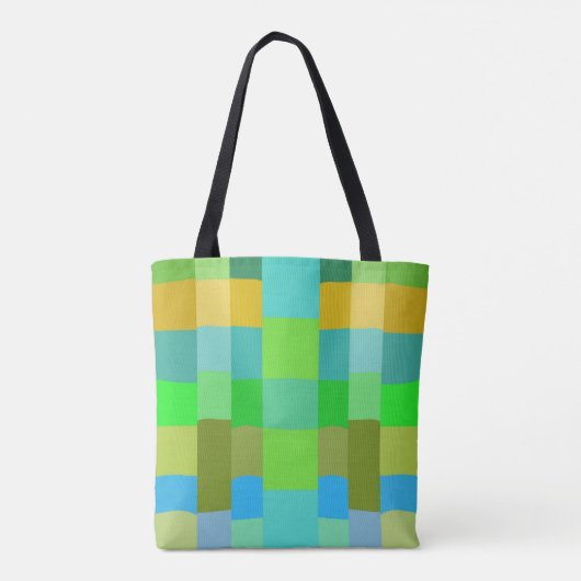 Blauw Groen Sinaasappel Paarse Romige Patroon Abst Tote Bag (Achterkant)