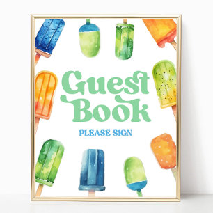Blauw Groen Sinaasappel Popsicle Gastenboek Tafelb Poster