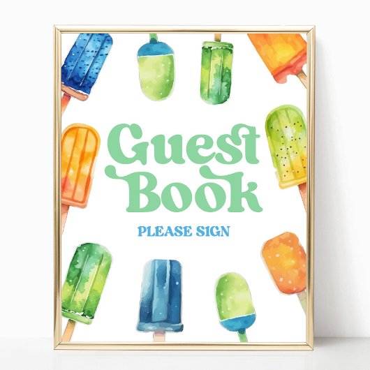 Blauw Groen Sinaasappel Popsicle Gastenboek Tafelb Poster