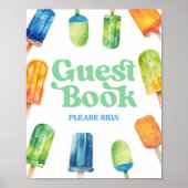 Blauw Groen Sinaasappel Popsicle Gastenboek Tafelb Poster (Voorkant)